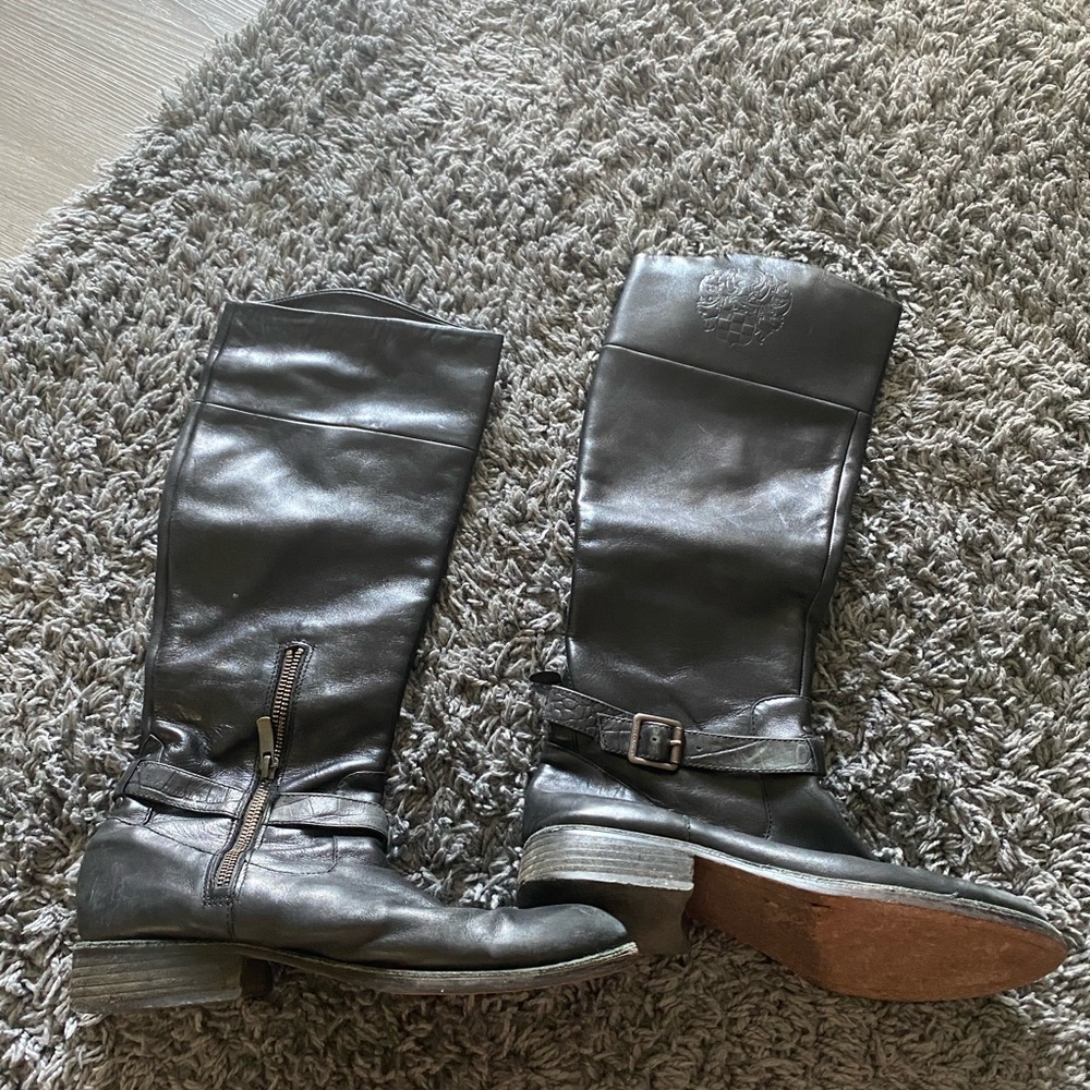 Black leather boots